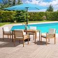 Alaterre Furniture 6 Piece Set, Okemo Table with 4 Chairs, 10-Foot Auto Tilt Umbrella Blue ANOK01RD01S4